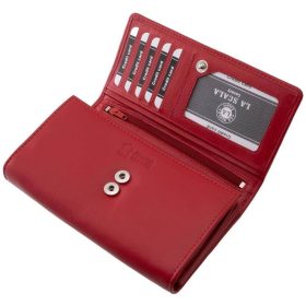  Červená veľká dámska kožená peňaženka La Scala