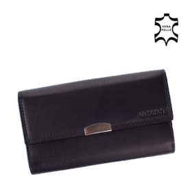    S.Belmonte dámska čierna kožená peňaženka, aktovka 20 × 10 cm