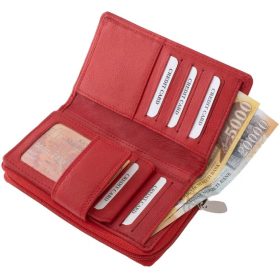    La Scala červená dámska veľká kožená peňaženka 19 x 10 cm