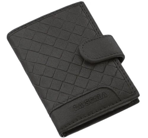LA SCALA: čierny kožený držiak na karty 10,5 x 7,5 cm