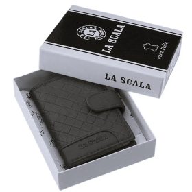 LA SCALA: čierny kožený držiak na karty 10,5 x 7,5 cm