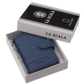 LA SCALA: čierny kožený držiak na karty 10,5 x 7,5 cm