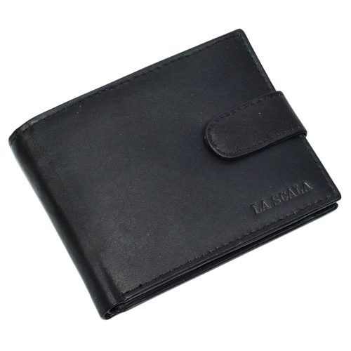  Pánska kožená peňaženka La Scala, čierna 13 x 9,5 cm