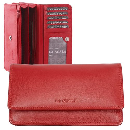  Dámska červená kožená peňaženka s 9 držiakmi na karty