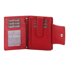    Dámska kožená peňaženka La Scala so širokým remienkom, červená