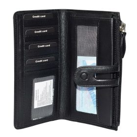    La Scala čierna dámska veľká kožená peňaženka 19 x 10,5 cm