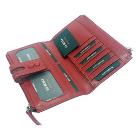    La Scala červená dámska veľká kožená peňaženka 19 x 11 cm