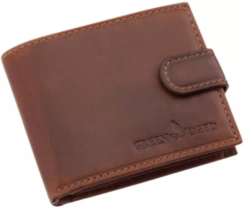  Pánska tmavohnedá kožená peňaženka GreenDeed v darčekovej krabičke 12 x 9,5 cm