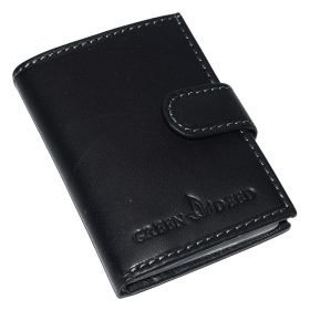    GreenDeed čierny kožený držiak na karty s klipom 10 × 7,5 cm