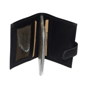    GreenDeed čierny kožený držiak na karty s klipom 10 × 7,5 cm