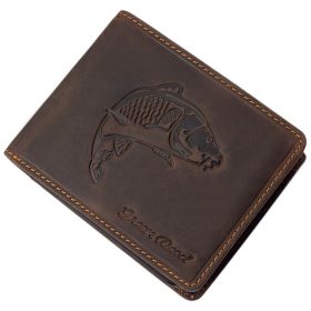    Rybárska kožená peňaženka GreenDeed so vzorom šťuky 12,3 x 9 cm