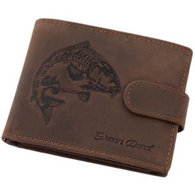    Kožená peňaženka s rybárskym klipom GreenDeed s potlačou kapra, RFID ochrana