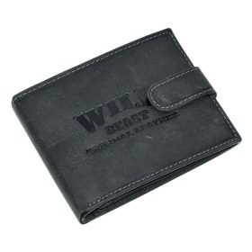    Divoká šelma pánska športová klipsová čierna kožená peňaženka 12x9,5 cm