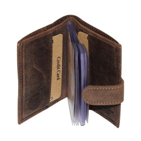   GreenDeed klipsový, hnedý kožený držiak na karty 10,5 × 7,8 cm