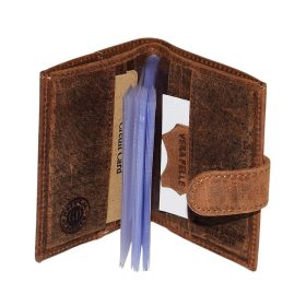    GreenDeed klipsový, svetlohnedý kožený držiak na karty 10,5 × 7,8 cm