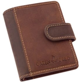    GreenDeed klipsový, hnedý kožený držiak na karty 10 × 8 cm