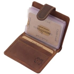    GreenDeed klipsový, hnedý kožený držiak na karty 10 × 8 cm