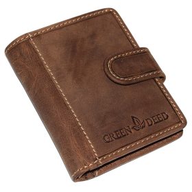    GreenDeed klipsový, hnedý kožený držiak na karty 10 × 8 cm