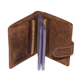    GreenDeed klipsový, hnedý kožený držiak na karty 10 × 8 cm