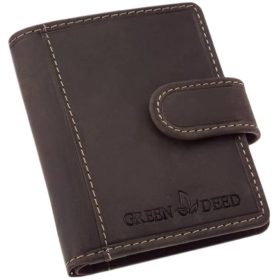    GreenDeed klipsový, hnedý kožený držiak na karty 10 × 8 cm