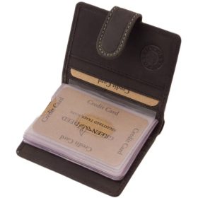    GreenDeed klipsový, hnedý kožený držiak na karty 10 × 8 cm