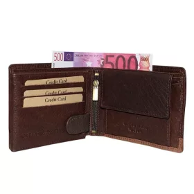    Pánska tmavohnedá kožená peňaženka GreenDeed 12 × 9,5 cm
