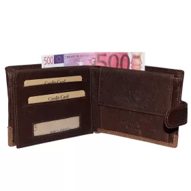    GreenDeed klipsová pánska tmavohnedá kožená peňaženka 12,5 × 10 cm