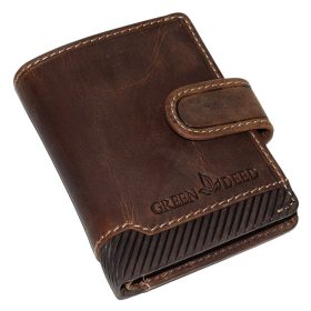    GreenDeed klipsový, hnedý kožený držiak na karty 10 × 8 cm