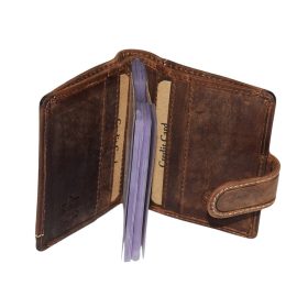    GreenDeed klipsový, hnedý kožený držiak na karty 10 × 8 cm
