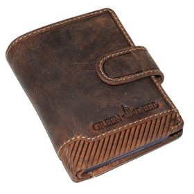   GreenDeed klipsový, hnedý kožený držiak na karty 10 × 8 cm