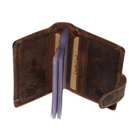    GreenDeed klipsový, hnedý kožený držiak na karty 10 × 8 cm