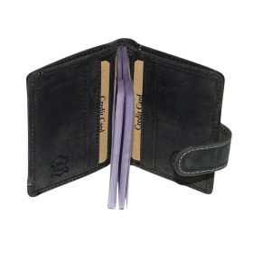    GreenDeed klipsový, čierny kožený držiak na karty 10 × 8 cm