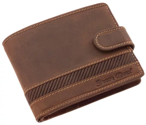  GreenDeed klipsová, pánska hnedá kožená peňaženka 12 × 9,5 cm
