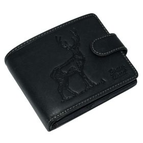    Poľovnícka kožená peňaženka GreenDeed čiernej farby s potlačou jeleňa