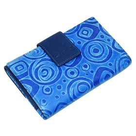   Giultieri: modrý tlačený vzor, veľká dámska kožená peňaženka 16 x 10 cm