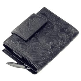    Sylvia Belmonte: modrá dámska kožená peňaženka s lisovanou sponou 12,4 x 9,5 cm