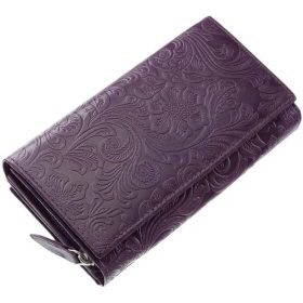    Sylvia Belmonte kvetinový vzor, modrá dámska kožená peňaženka 17,7 x 10 cm