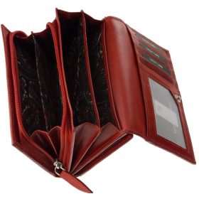    Sylvia Belmonte kvetinový vzor, modrá dámska kožená peňaženka 17,7 x 10 cm