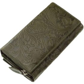    Sylvia Belmonte kvetinový vzor, modrá dámska kožená peňaženka 17,7 x 10 cm