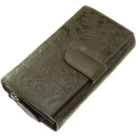    Sylvia Belmonte kvetinový vzor, modrá dámska kožená peňaženka 17,7 x 10 cm