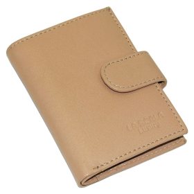    Béžový kožený držiak na karty La Scala s komplexným remienkom 10,8 × 8 cm
