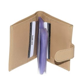    Béžový kožený držiak na karty La Scala s komplexným remienkom 10,8 × 8 cm