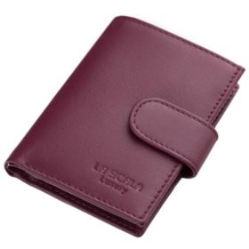    La Scala fialový kožený držiak na karty s komplexným remienkom