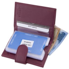    La Scala fialový kožený držiak na karty s komplexným remienkom