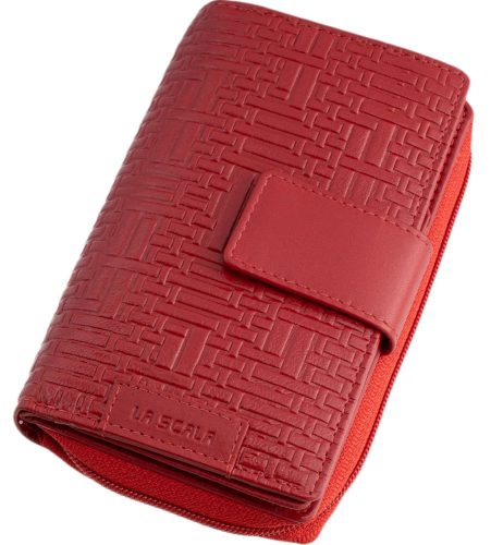  La Scala červená dámska veľká kožená peňaženka 19 x 10,5 cm