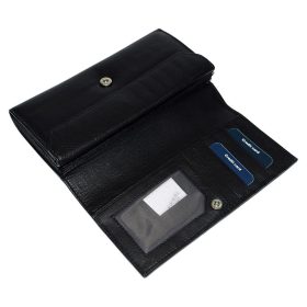    Čierna kožená peňaženka La Scala, aktovka 19 × 11,3 cm