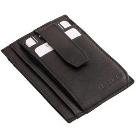 LA SCALA: čierny kožený držiak na karty 10,5 x 7,5 cm