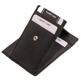 LA SCALA: čierny kožený držiak na karty 10,5 x 7,5 cm