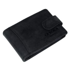    La Scala horizontálne, čierny kožený držiak na karty, RFID 10,5 × 7 cm