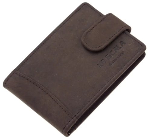 LA SCALA: čierny kožený držiak na karty 10,5 x 7,5 cm